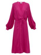 Matchesfashion.com Zeus + Dione - Rania Silk Blend Crepe Wrap Dress - Womens - Pink