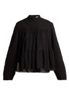 Matchesfashion.com Chlo - Tiered Mousseline Blouse - Womens - Black