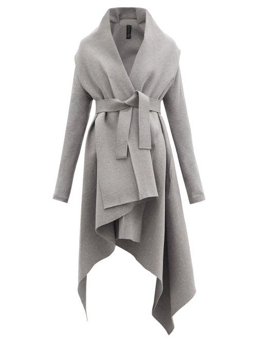 Matchesfashion.com Norma Kamali - Uneven Blanket Belted Cotton-blend Coat - Womens - Light Grey