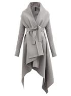 Matchesfashion.com Norma Kamali - Uneven Blanket Belted Cotton-blend Coat - Womens - Light Grey