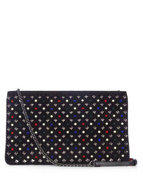 Christian Louboutin Loubiposh Spike-embellished Suede Clutch