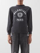 Balenciaga - Logo-print Fade-wash Jersey Sweatshirt - Womens - Black