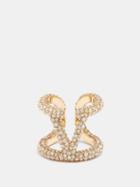 Valentino Garavani - V-logo Crystal-embellished Ring - Womens - Crystal
