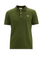Matchesfashion.com Maison Kitsun - Tricolour Fox-patch Piqu-jersey Polo Shirt - Mens - Khaki