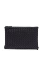 Matchesfashion.com Bottega Veneta - Intrecciato Small Leather Pouch - Mens - Navy