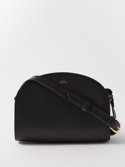 A.p.c. - Half Moon Leather Cross-body Bag - Womens - Black