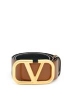 Matchesfashion.com Valentino Garavani - V-logo Leather Belt - Womens - Tan Multi