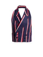 Matchesfashion.com Charles Jeffrey Loverboy - Striped Halterneck Cotton Twill Waistcoat - Womens - Navy Multi
