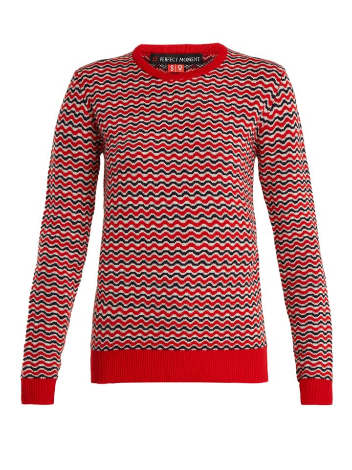Perfect Moment Frequency Zigzag-intarsia Wool-knit Sweater