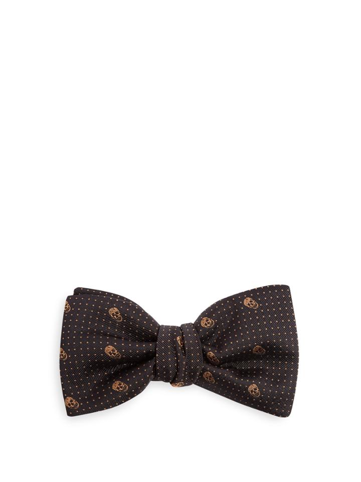 Alexander Mcqueen Skull Pin-dot Jacquard Bow Tie