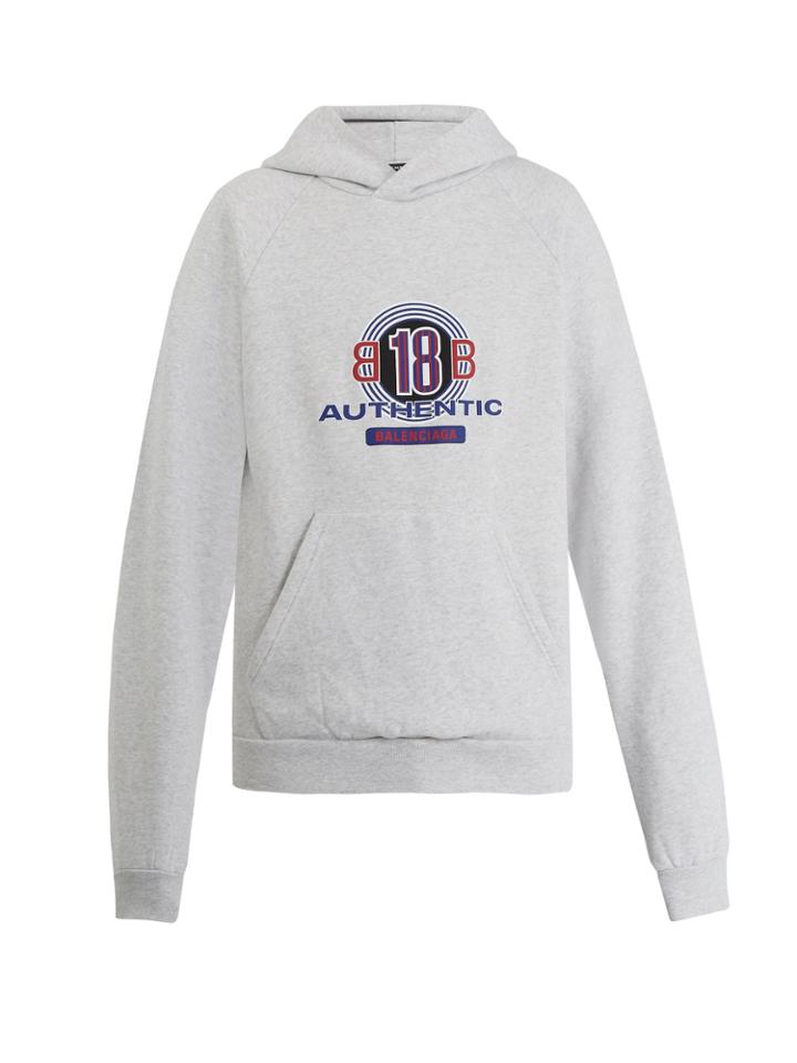 Balenciaga Bb18-print Cotton-blend Hooded Sweatshirt