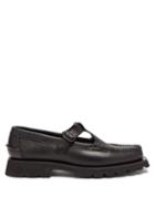 Ladies Shoes Hereu - Alber Sport Grained-leather T-strap Loafers - Womens - Black