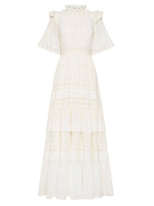 Ale Mais - Penny Pintucked Voile Dress - Womens - Ivory