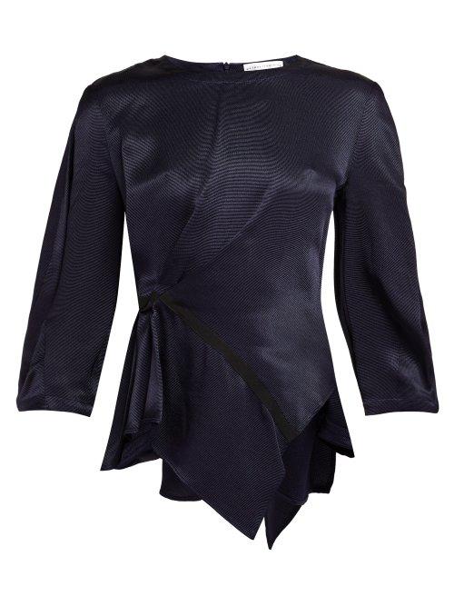 Matchesfashion.com Palmer//harding - Asymmetric Gathered Top - Womens - Navy Multi