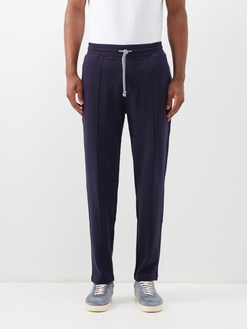 Brunello Cucinelli - Raised-seam Cotton-blend Track Pants - Mens - Blue