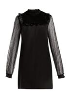 Matchesfashion.com Redvalentino - Ruffle Trimmed Stretch Crepe Dress - Womens - Black