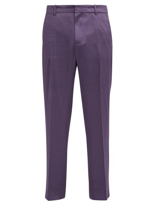 Matchesfashion.com Sies Marjan - Toby Wool Blend Satin Trousers - Mens - Purple