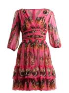 Matchesfashion.com Dolce & Gabbana - Butterfly Print Silk Chiffon Mini Dress - Womens - Pink Print