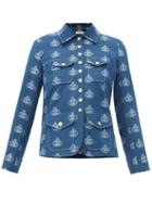 Matchesfashion.com Chlo - Monogram Jacquard Cotton Jacket - Womens - Blue Multi
