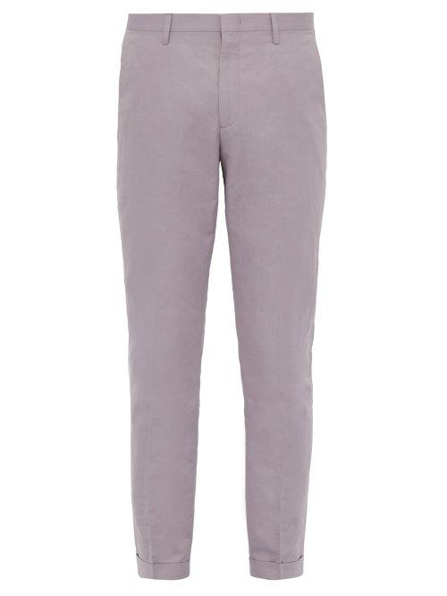Matchesfashion.com Paul Smith - Slim Fit Cotton Blend Poplin Trousers - Mens - Purple
