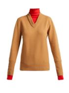 Matchesfashion.com Joseph - Double Layer Wool Blend Sweater - Womens - Brown Multi