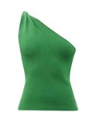 Ladies Rtw Galvan - Persephone Twisted One-shoulder Knitted Jersey Top - Womens - Green
