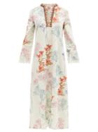 Matchesfashion.com Le Sirenuse, Positano - Gaida Spring Flowers-print Cotton Midi Dress - Womens - Green Print