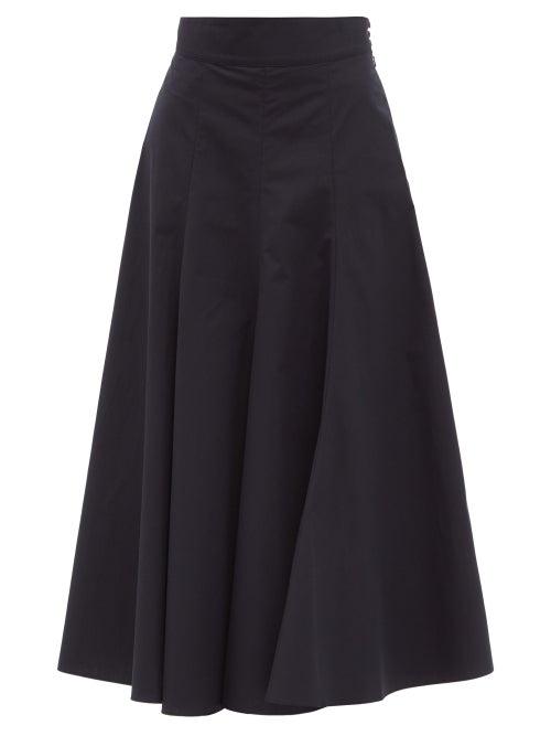 Matchesfashion.com Three Graces London - Amelina Cotton-canvas Maxi Skirt - Womens - Navy