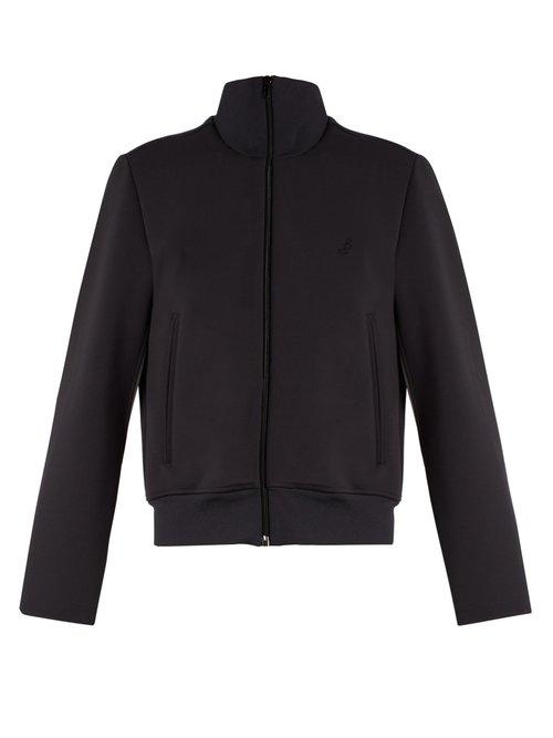 Matchesfashion.com Balenciaga - Logo Embroidered Scuba Jersey Jacket - Womens - Dark Grey