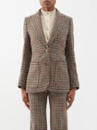 Bella Freud - Single-breasted Houndstooth Wool Suit Blazer - Womens - Beige Multi