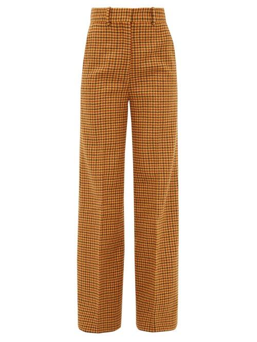 Matchesfashion.com Khaite - Bernadette High Rise Checked Wool Trousers - Womens - Brown Multi