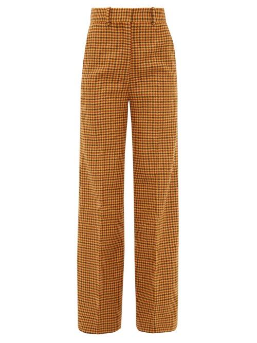 Matchesfashion.com Khaite - Bernadette High Rise Checked Wool Trousers - Womens - Brown Multi