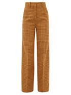 Matchesfashion.com Khaite - Bernadette High Rise Checked Wool Trousers - Womens - Brown Multi