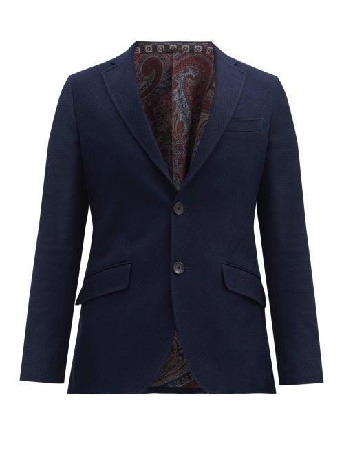 Matchesfashion.com Etro - Single-breasted Cotton Blazer - Mens - Navy
