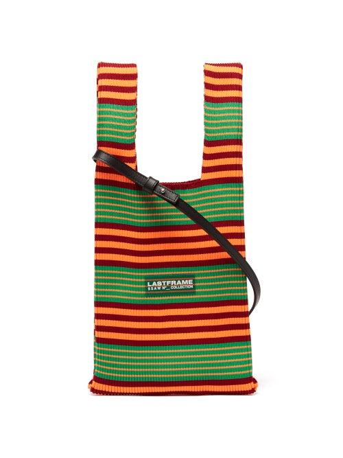 Lastframe - Market Small Striped Ribbed-knit Tote Bag - Womens - Orange Multi