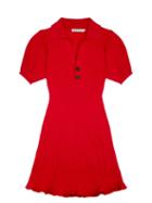Matchesfashion.com Self-portrait - Spread-collar Ribbed-knit Mini Dress - Womens - Red