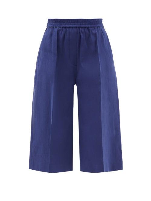 Ladies Rtw Joseph - Tan Linen-blend Twill Shorts - Womens - Navy