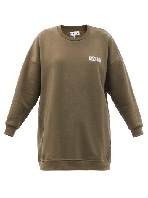 Ladies Rtw Ganni - Software Organic-cotton-blend Jersey Sweatshirt - Womens - Khaki