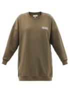 Ladies Rtw Ganni - Software Organic-cotton-blend Jersey Sweatshirt - Womens - Khaki