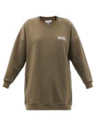 Ladies Rtw Ganni - Software Organic-cotton-blend Jersey Sweatshirt - Womens - Khaki