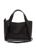Matchesfashion.com Stella Mccartney - Stella Perforated Logo Faux Leather Tote Bag - Womens - Black