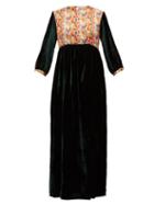 Matchesfashion.com Muzungu Sisters - Touba Floral Print Satin And Velvet Dress - Womens - Dark Green