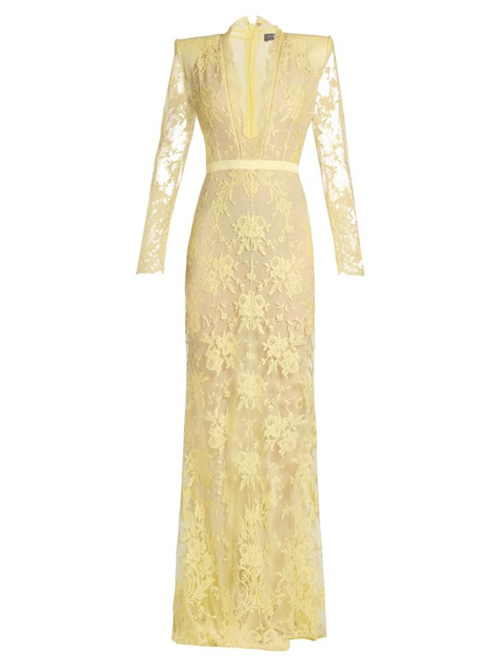 Alexander Mcqueen Deep V-neck Lace Gown