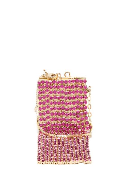 Matchesfashion.com Rosantica - Mini Crystal-tassel Picture-frame Necklace Bag - Womens - Pink Multi