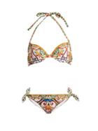 Matchesfashion.com Dolce & Gabbana - Majolica Print Balconette Bikini - Womens - Multi
