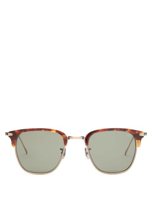 Matchesfashion.com Eyevan 7285 - Browline Square Metal Sunglasses - Mens - Brown