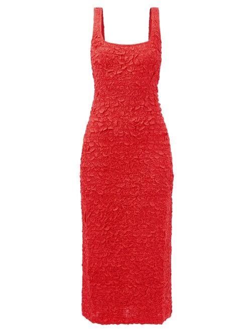 Mara Hoffman - Sloan Square-neck Ruched Dress - Womens - Red