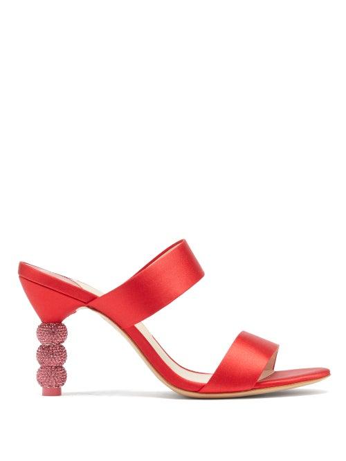 Matchesfashion.com Sophia Webster - Rosalind Crystal-embellished Satin Mules - Womens - Red