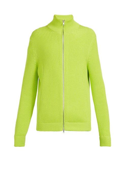 Matchesfashion.com Maison Margiela - Zip Up Knit Sweater - Mens - Yellow