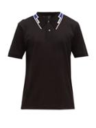 Matchesfashion.com Dunhill - Jacquard Tipped Cotton Piqu Polo Shirt - Mens - Black